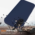 Miniatyrbillede 2 af 4: Etui + 2 stk hærdet glas til iPhone 16, Ultra Slim Soft Flydende Silikon Beskyttelse Mat Effekt Marineblå Transparent