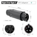 Miniatyrbild 5 av 5: Adapter IEC 62196 2 till J1772 Typ 1 Laddare för elfordon Enkelsidig kontakt Charing S Sl