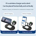 Miniatyrbilde 3 av 5: Magnetisk Trådløs Ladestasjon 3-i-1 Hurtigladerstativ for iPhone 15 14 13 12 Pro Max svart