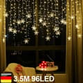 [CA] LED Snöflingor Ljusslinga 3,5m 96st Varmvit för Juldekoration [JUN]