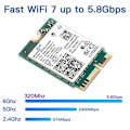 Miniatyrbillede 5 af 5: CASA WIFI 7 BE200 BE200NGW WiFi Kort+2 stk. Antenne BT 5.4 802.11AX Tri-Band M.2 NGFF Trådløst Netværks Ada