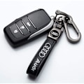 Miniatyrbilde 3 av 4: UNIMAT Ekte lær nøkkelring for bil kompatibel med Audi A3 RS3 A4 A5 A6 A7 RS7 A8 Q3 Q5 Q7 R8 Nøkkelring Tilbehør Nøkkelkjede Familiegav