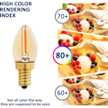 Miniatyrbillede 4 af 5: C7 E12 LED-pære 220v, 0,5w Erstatter 5w, E12 LED-glødepære ravfarvet dekorativ natlampe, varm hvid 2200k, ikke dæmpbar, 6 stk.