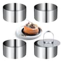 [CA] 4 stycken Mini Kakringformar i Rostfritt Stål Runda Mousse Ring Set 8 cm Diameter med Presslyftare Tjockare Bakverktyg