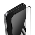 Pikkukuva 2 / 5: Temperoitu lasi iPhone 16:lle, 9H kovuus, naarmuuntumaton, täysliima, 5D, Sininen Tähti, Musta