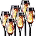 Miniatyrbild 1 av 5: Utomhussollampor - 6-pack Vattentät Solcellsfackla, Solflammande Låga för Dekor, Trädgård, Uteplats, Stigar null none