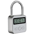 Miniatyrbild 1 av 5: Metallisk Timerlås LCD-Skärm Multifunktionell Elektronisk Tid 99 Timmar Max Timer USB Laddningsbar Timerhänglås Silver [DB]