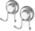 Strong Suction Cup Hooks, Damage-Free Stainless Steel Hooks, 2-Pack