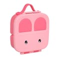 Matboks for barn 1200 ml, 3 rom ABS PP silikon snackbeholder med håndtak for skolepiknik camping, rosa