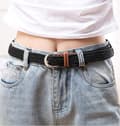 Bälte - Unisex - Flätat stretchmidjeband - Elastiskt - Spänne - Lämpligt för jeans och byxor - Svart, Brun