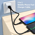 Miniatyrbilde 2 av 5: 2 i 1 Type C Micro USB-kabel Mobiltelefon Hurtiglader Kabel M C2
