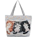 Miniatyrbild 1 av 5: AVEKI Canvas Tote Bag för Kvinnor, Återanvändbar Shoppingväska, Portabel Axelväska, Skolväska, Vit-1