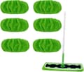 Mikrofiber Moppepuder 6-pak, Genanvendelige Vaskbare Våde Tørre Moppe Refills til Swiffer Sweeper og 10 tommer Flade Mopper, Grøn