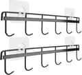 Utensil Hanger with 6 Hooks, Space-Saving Wall Utensil Holder, Kitchen Utensil Hooks, No Drilling, Wall Mounted Adhesive Wall Hooks
