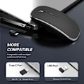Miniatyrbillede 2 af 5: Trådløs mus, genopladelig, bærbar, lydløs trådløs mus, USB og Type-C, dobbelt tilstand, trådløs mus, 3 justerbare DPI til bærbar computer, Mac, PC