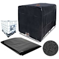 Miniatyrbillede 1 af 4: IBC Tankdæksel til 1000L IBC Container, 116 x 100 x 120 cm Vandtankdækken Anti-UV Anti-Regn (Sort).ca