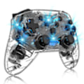 Miniatyrbillede 1 af 3: Spilcontroller til PC/Switch/Tesla Model 3/y/x/s, transparent LED-baggrundsbelysning, understøtter dobbeltmotor og dobbelt vibrationsfunktion (transparent s...