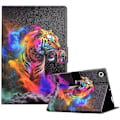 Pikkukuva 1 / 5: Kuvioitu nahkakotelo Samsung Galaxy Tab A8 10.5 (2021) X205 / X200 -korttipaikallinen tablettikotelo (Värikäs tiikeri)