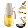 Oljeflaska 300 ml Dubbelfunktion Spray och Häll Glas Oljedispenser med Rengöringsborste för Matlagning Läckagesäker