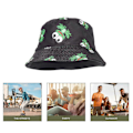 Miniatyrbilde 4 av 4: Stilren Bucket Hat Dekorativ Solbeskyttelse Bomulls Bucket Hat Utendørs Sommerhatt（CA)