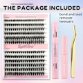 Miniatyrbillede 1 af 4: Øjenvipper 240 stk. klyngevipper binding og forsegling makeupværktøj DIY vippe extensions kit til limning af øjenvipper limtilbehør (ca.)
