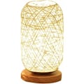 Miniatyrbilde 2 av 4: Nattlampe i rotting med ledning og trebase (Beige).ca