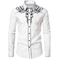 Miniatyrbillede 1 af 5: Western Cowboyskjorte til mænd Mode Slim Fit Design Sort 2 M_ca Black 2 M