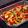 Miniatyrbild 4 av 5: Grillkorg i rostfritt stål, Grillkorg för grönsaker, Kvadratisk durkslagskorg, Fritöskorg - Utomhusmatlagning