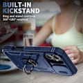 Miniatyrbillede 2 af 4: Etui + 2 stk hærdet glas til iPhone 16 - Stødsikkert rigid med støtte ring og linsebeskyttelse - Marineblå