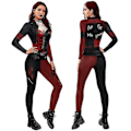 Pikkukuva 1 / 3: Tyttö Naiset Harley Quinn Halloween Juhla Cosplay Puku Haalari Joustava Body Q 140 140