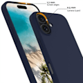 Miniatyrbillede 3 af 4: Etui + 2 stk hærdet glas til iPhone 16, Ultra Slim Soft Flydende Silikon Beskyttelse Mat Effekt Marineblå Transparent