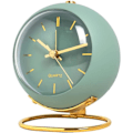 Miniatyrbild 1 av 5: (Grön) Relogeuhr Analog Väckarklocka med Ljus, Liten Retro Tyst