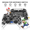 Miniatyrbillede 2 af 3: Spilcontroller til PC/Switch/Tesla Model 3/y/x/s, transparent LED-baggrundsbelysning, understøtter dobbeltmotor og dobbelt vibrationsfunktion (transparent s...