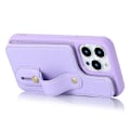 Pikkukuva 2 / 5: iPhone 12/12 Pro Korttitasku Puhelimen Kotelo Ranneke Jalusta PU Nahka+TPU Kotelo Purple