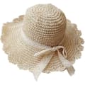 Solhatt för damer, beige, UV-skydd, hopfällbar, bredbrättad strandhatt