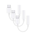 Miniatyrbillede 1 af 5: 3-pak adapter USB-C til 3,5 mm (Samsung S20 S21 S22) Hovedtelefoner Hvide white