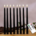 Miniatyrbillede 3 af 5: 6 stk. Flammeløse sorte koniske lys, flimrende med 10-knaps fjernbetjeningstimer, batteridrevet LED-lys sort (ca.)
