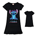 Miniatyrbild 1 av 3: Lilo Stitch Prinsessa Nattlinne Barn Flicka Ruffle Sovkläder Klänning Nattkläder Pyjamas Pjs Svart 140cm