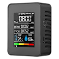 Miniatyrbillede 1 af 5: CASA 5 i 1 Luftkvalitetsmåler TVOC HCHO Temperatur Fugtighed CO2 Måler, USB Genopladelig CO2 Detektor Sort