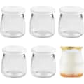 [CA] 6 st 200 ml Yoghurtpudding Glasburkar med Plastlock Mini Kopp Små Glasflaskor