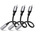 Miniatyrbild 1 av 5: 3-pack Lightning till 3,5 mm-adapter för hörlurar AUX Bästsäljar White 3pack 3.5 mm