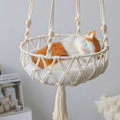 Miniatyrbillede 3 af 5: Træ macramé kattehængekøje og vævet bomuldsreb til ophængning (30*100cm)
