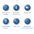 Miniatyrbild 3 av 5: INF Öronsnäcka Bluetooth 5.1 Dubbelmikrofon CVC 8.0 Brusreducering Svart Svart Sort