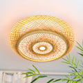 Miniatyrbilde 1 av 5: Bambus taklampe, LED-taklampe i tre, fjernkontroll, dimbar, håndvevd bambus, naturlig, 9W, retro taklampe, rotting bambus, 40 cm