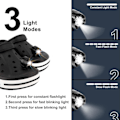 Miniatyrbilde 1 av 4: 2 stk., 3-modus LED-lommelykt, campingtilbehør, lamper som varer 145 timer, vanntett skodekorasjon Croc-frontlykt (svart) Svart Blå
