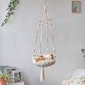 Miniatyrbillede 1 af 5: Træ macramé kattehængekøje og vævet bomuldsreb til ophængning (30*100cm)