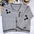 Pikkukuva 4 / 5: Taylor Swift Star Folklore Cardigan Tähti Brodeerat Oversized Neulotu Ylös-paita Harmaa XL