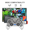 Miniatyrbillede 3 af 3: Spilcontroller til PC/Switch/Tesla Model 3/y/x/s, transparent LED-baggrundsbelysning, understøtter dobbeltmotor og dobbelt vibrationsfunktion (transparent s...
