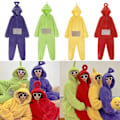 Miniatyrbild 1 av 3: Anime Teletubbies Kostym Vuxen Jul Pyjamas Pyjamas Sovkläder Jumpsuit Röd M