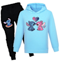 Pikkukuva 1 / 3: Lasten Lilo & Stitch Huppari Housut Set Pojat Tytöt Casual Huppari Treeniasu Vaaleansininen-Xin Vaaleansininen 150cm